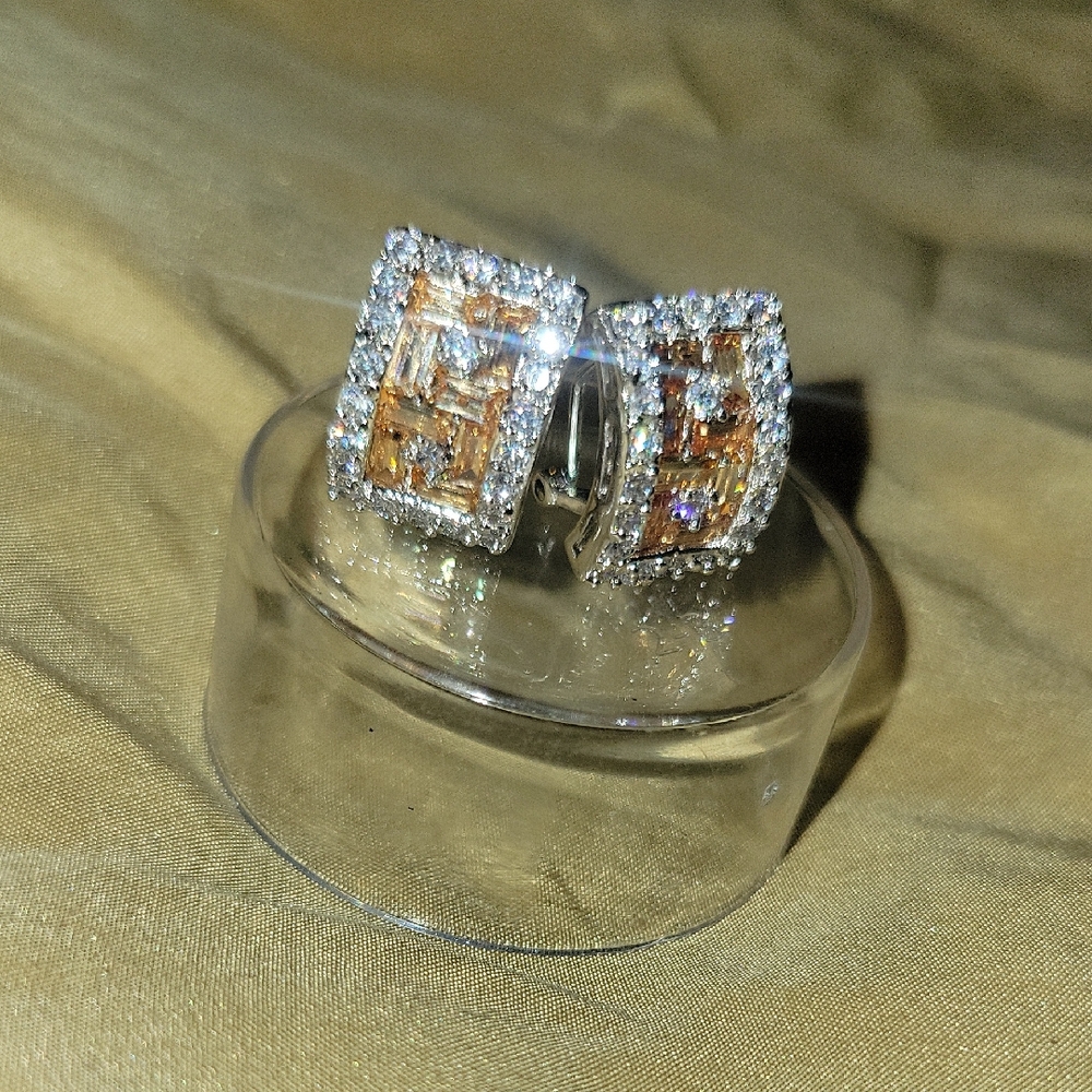 Elegant CZ & Gold Crystal Earrings  Holiday Sparkle Party Wedding Guest Formal
